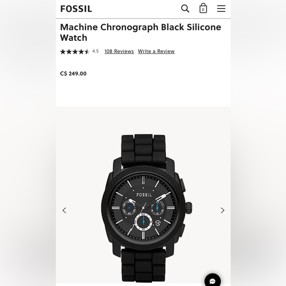 FOSSIL - men’s ‘Machine chronography black silicone watch’
